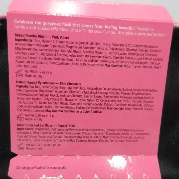 Laura Geller PINK Blush Eyeshadow & Lip Gloss Set with Cosmetic Makeup Bag - Picture 2 of 4